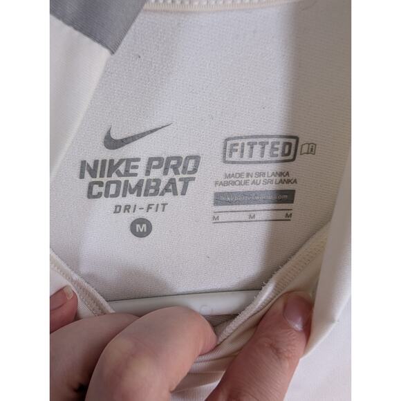 Nike Pro Combat Shirt Mens Medium White Hyperwarm Dri Fit Fitted 479925-100 - Picture 15 of 16